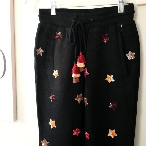 NWT Rococo Sand black sequin star tassel jogger trackpants, XS - Picture 11 of 11